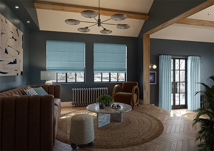 Ultra Luxe Velvet, Blue Cloud - Motorised Roman Blind - Image 6